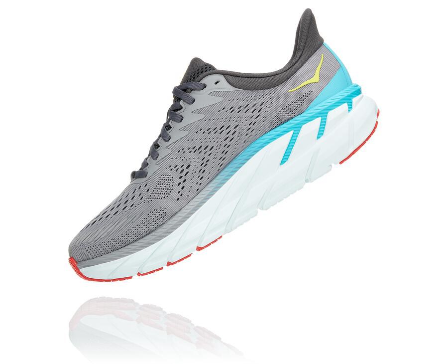 Running Shoes Mens - Hoka One One Clifton 7 - Grey - TECLZNF-48